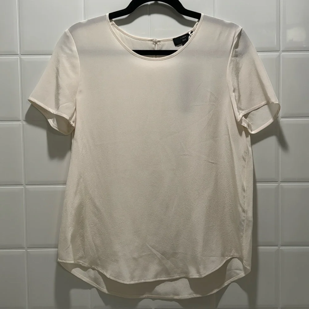 NWT J Crew Silk Ivory Blouse - Picture 2 of 4